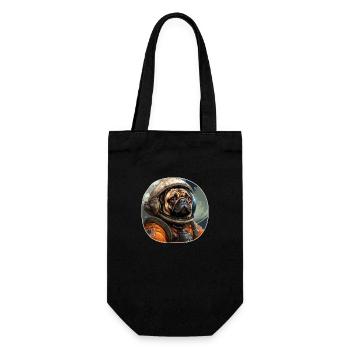 Mops Austronaut - Geschenkbeutel für Flaschen - Schwarz - Vorne