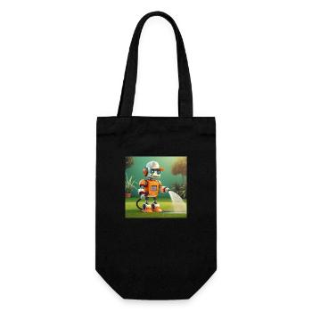 cute little orange futuristic vintage robot - Gift Bag for Bottles - black - Front