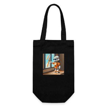 cute little orange futuristic vintage robots - Gift Bag for Bottles - black - Front