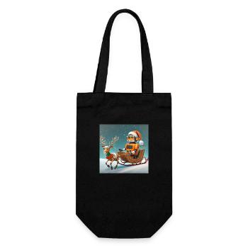 niedlicher kleiner orangefarbener futuristischer Vintage-Roboter - Geschenkbeutel für Flaschen - Schwarz - Vorne