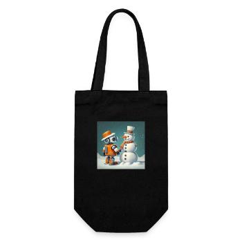 mignon petit robot vintage futuriste orange - Sac à bouteille - noir - Devant