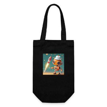 robot –is launching New Year's Eve rockets - Gift Bag for Bottles - black - Front