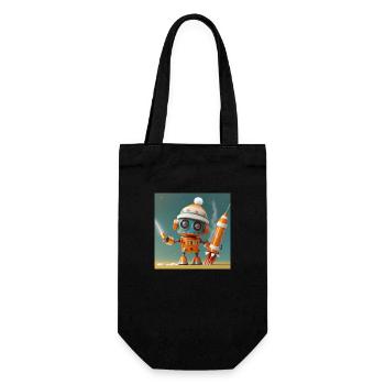 robot is launching New Year's Eve rockets - Gift Bag for Bottles - black - Front