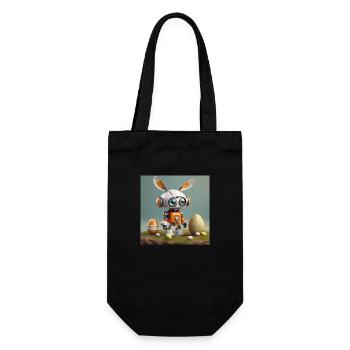 mignon petit robot vintage futuriste orange - Sac à bouteille - noir - Devant