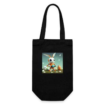 cute little orange vintage robot is Easter Bunny - Gift Bag for Bottles - black - Front