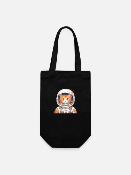 Astronauten-Katze - Geschenkbeutel für Flaschen - Schwarz