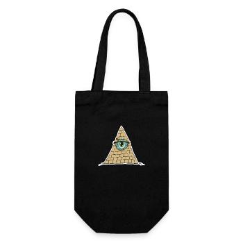 Pyramide Auge mit Monokle - Cartoon Style - Geschenkbeutel für Flaschen - Schwarz - Vorne