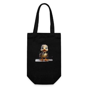 Lustige Ente patsch nass - Geschenkbeutel für Flaschen - Schwarz - Vorne