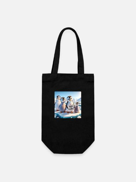 Penguin Family - Gift Bag for Bottles - black