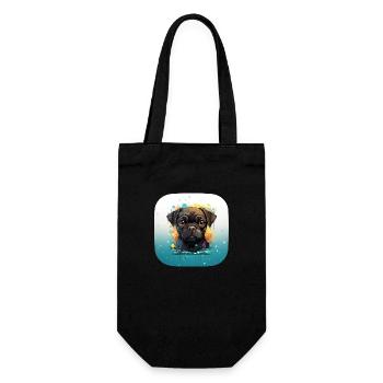 Niedlicher kleiner Mops Welpe - Geschenkbeutel für Flaschen - Schwarz - Vorne