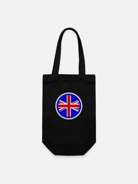 Drapeau de l’Union Jack du Royaume-Uni bleu Mod en détresse blanc - Sac à bouteille - noir