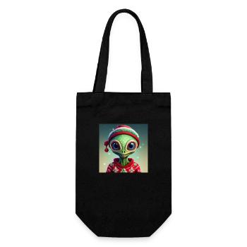 mignon petit vert rétro vintage alien tous les jours - Sac à bouteille - noir - Devant