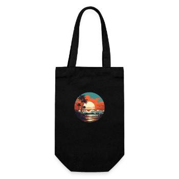 Surfeurs vintage au coucher du soleil sur la plage - Sac à bouteille - noir - Devant