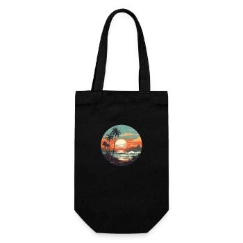 Surfeurs vintage au coucher du soleil sur la plage - Sac à bouteille - noir - Devant