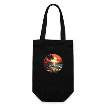 Surfeurs vintage au coucher du soleil sur la plage - Sac à bouteille - noir - Devant