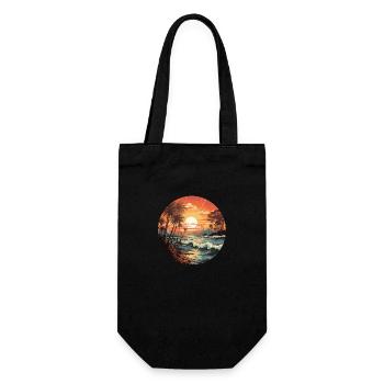 Surfeurs vintage au coucher du soleil sur la plage - Sac à bouteille - noir - Devant