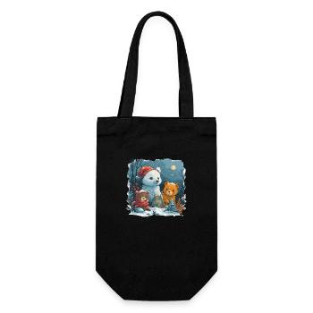 Bonhomme de neige avec ours en peluche - Sac à bouteille - noir - Devant