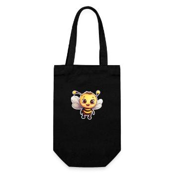 fröhliches Bienchen Anime - Geschenkbeutel für Flaschen - Schwarz - Vorne