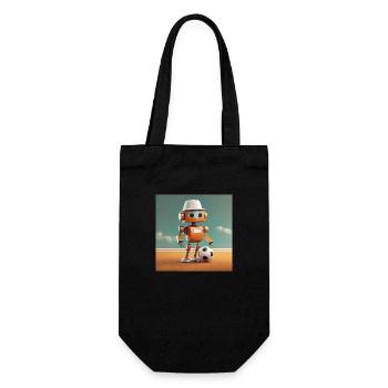 cute little orange futuristic vintage robot – play - Gift Bag for Bottles - black - Front