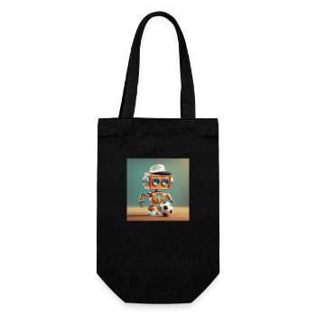 mignon petit robot vintage futuriste orange - jouer - Sac à bouteille - noir - Devant