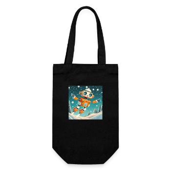 mignon petit robot vintage futuriste orange - Sac à bouteille - noir - Devant