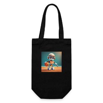 cute little orange futuristic vintage robot – play - Gift Bag for Bottles - black - Front