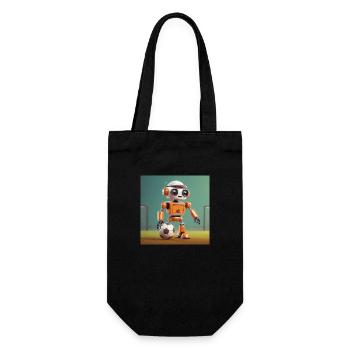 Niedlicher kleiner orangefarbener futuristischer Vintage-Roboter – Spielen - Geschenkbeutel für Flaschen - Schwarz - Vorne