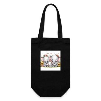 Cute elephant family - Gift Bag for Bottles - black - Front