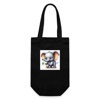 Süßes Elefantenbaby - Geschenkbeutel für Flaschen - Schwarz - Vorne