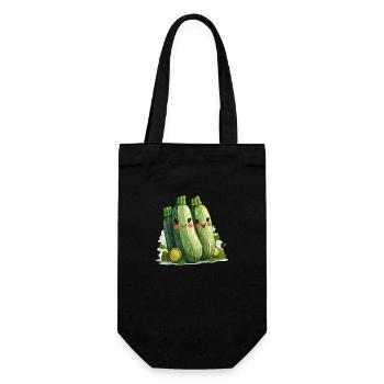 Zucchini Familie Comic Stil - Geschenkbeutel für Flaschen - Schwarz - Vorne