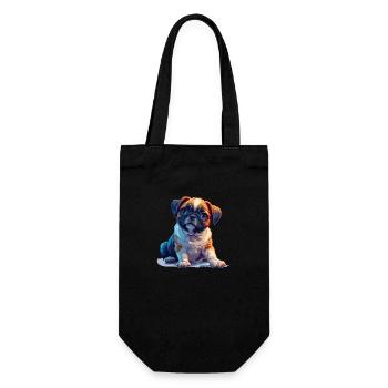 Chiot carlin assis - Sac à bouteille - noir - Devant