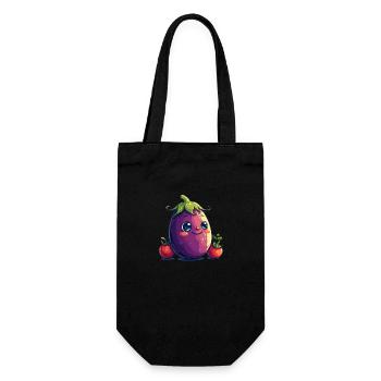 Aubergine Comic Gesicht - Geschenkbeutel für Flaschen - Schwarz - Vorne