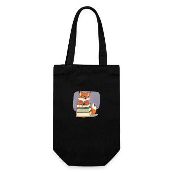 Cunning Fox: Inquisitive with Books - Gift Bag for Bottles - black - Front