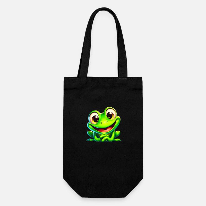 Frech Frosch - Geschenkbeutel für Flaschen - Schwarz