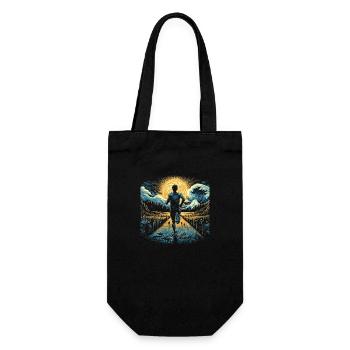 Cross Country Geschenk: Design Sportler - Geschenkbeutel für Flaschen - Schwarz - Vorne