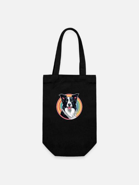 Border Collie - Geschenkbeutel für Flaschen - Schwarz
