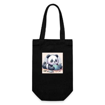 Panda Buch - Geschenkbeutel für Flaschen - Schwarz - Vorne