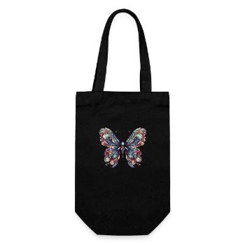 Schauriger Schmetterling mit Totenkopf - Geschenkbeutel für Flaschen - Schwarz - Vorne