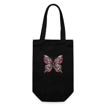 Schauriger Schmetterling mit Totenkopf - Geschenkbeutel für Flaschen - Schwarz - Vorne