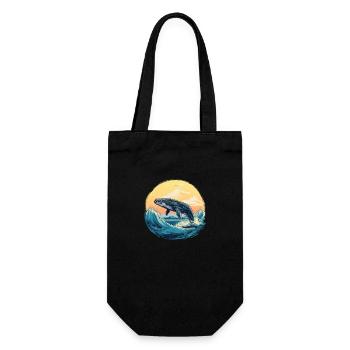 Wal bei Sonnenuntergang - Geschenkbeutel für Flaschen - Schwarz - Vorne