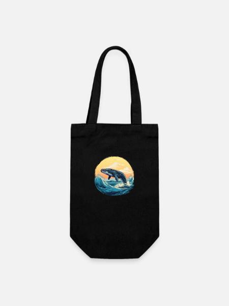 Wal bei Sonnenuntergang - Geschenkbeutel für Flaschen - Schwarz
