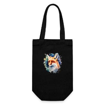 Krafttier Fuchs, Schlau, Tier, Fuchs, - Geschenkbeutel für Flaschen - Schwarz - Vorne