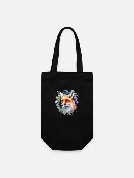 Krafttier Fuchs, Schlau, Tier, Fuchs, - Geschenkbeutel für Flaschen - Schwarz