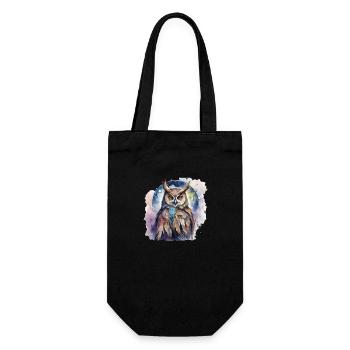 Hibou animal de pouvoir chamanique, intuition, sagesse - Sac à bouteille - noir - Devant
