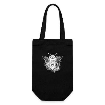 Flying Bee Among Blossoms Flowers - Gift Bag for Bottles - black - Front