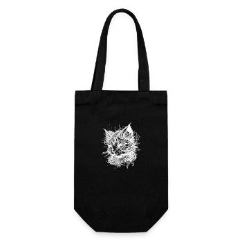 Knuddelige kleine Space Katze im Vintage Style - Geschenkbeutel für Flaschen - Schwarz - Vorne