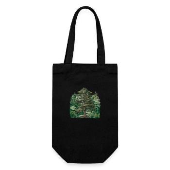 Wald Natur Wildnis Flora Naturliebhaber Baum - Geschenkbeutel für Flaschen - Schwarz - Vorne