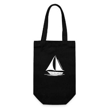 Petit voilier à voiles déployées - Sac à bouteille - noir - Devant