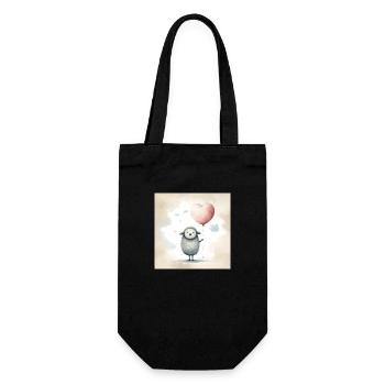 Niedliches Schaf-Clipart mit Herzballon - Geschenkbeutel für Flaschen - Schwarz - Vorne
