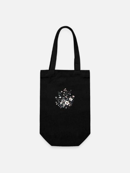 Motif floral - Sac à bouteille - noir